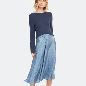 VINCE Textured Drape Midi Skirt In Sky Graphite